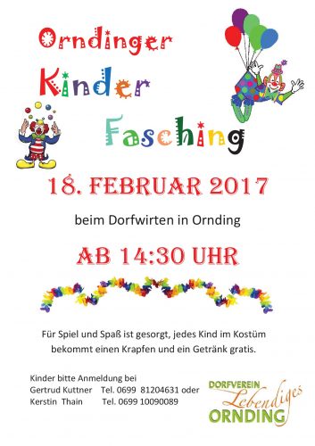 Kinderfasching in Ornding 2017