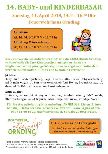 Termin vormerken! 14. April 2018 Kinder- und Babybasar